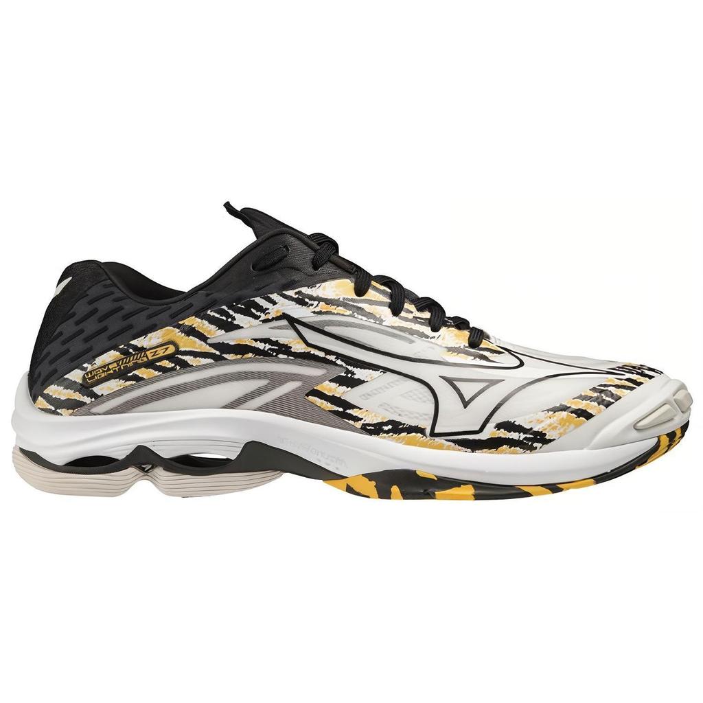 Mizuno Wave Lightning Z7 Сетка Амортизирующие Нескользящие Прочные Дышащие Кроссовки с Низким Верхом для Тренировок Унисекс Белые Черные Желтые V1GA220008
