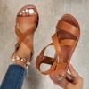 Женская летняя пляжная обувь, однотонные сандалии на плоской подошве с круглым носком