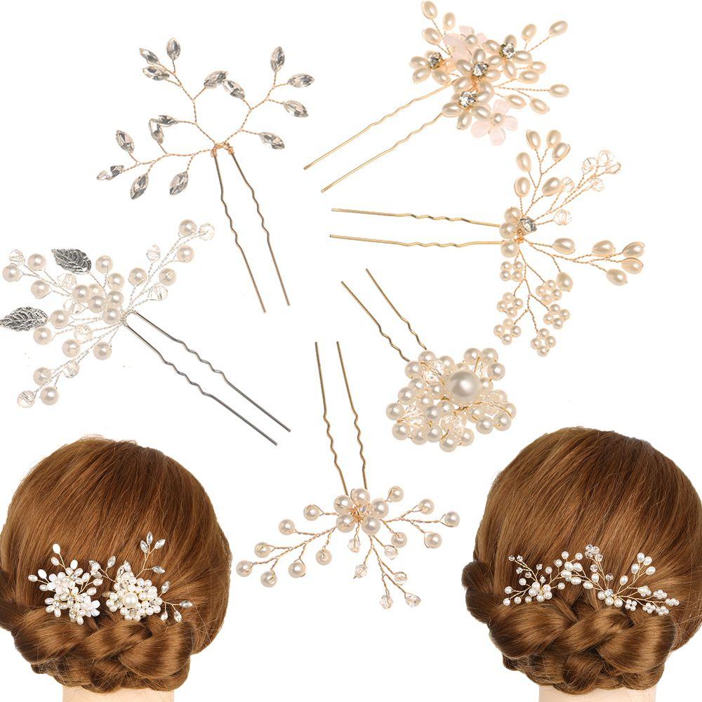 Crystal Jewelry Accessories Wedding Bridesmaid Tiara Hairpins Bridal Clips Pearl Hair Pin