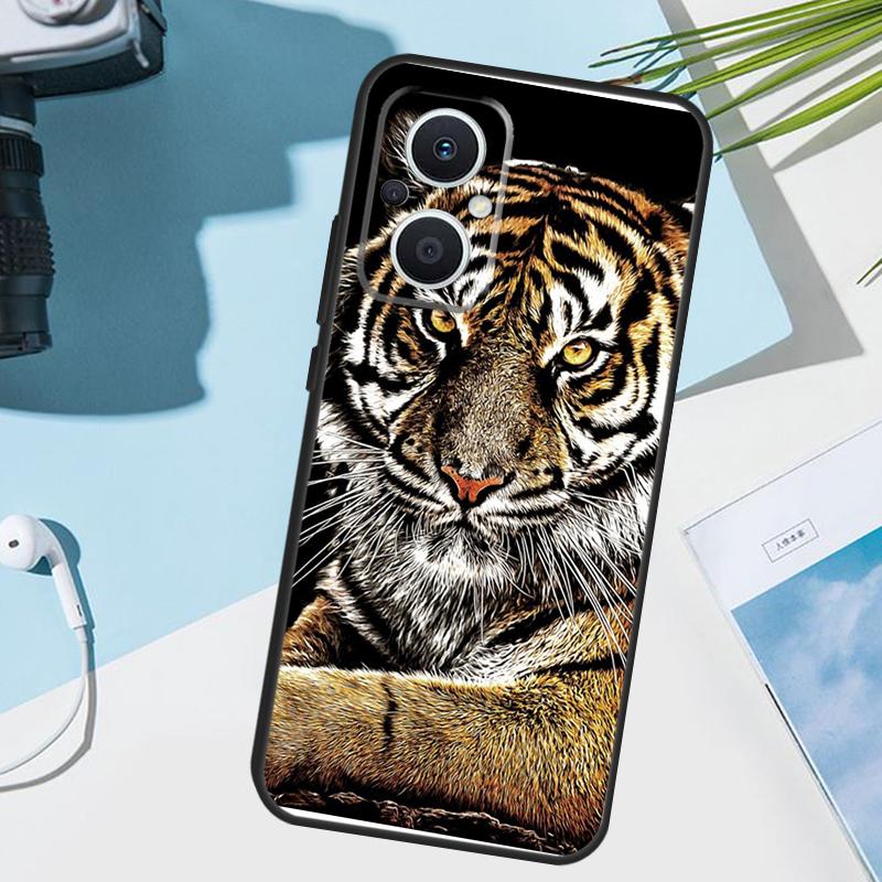 Ferocious Tiger Animal Cover For OPPO Reno 14F 13F 12F 11F 8T 7 8 Lite 10 11 12 13 14 OPPO Find X9 X8 X5 X6 Pro Case