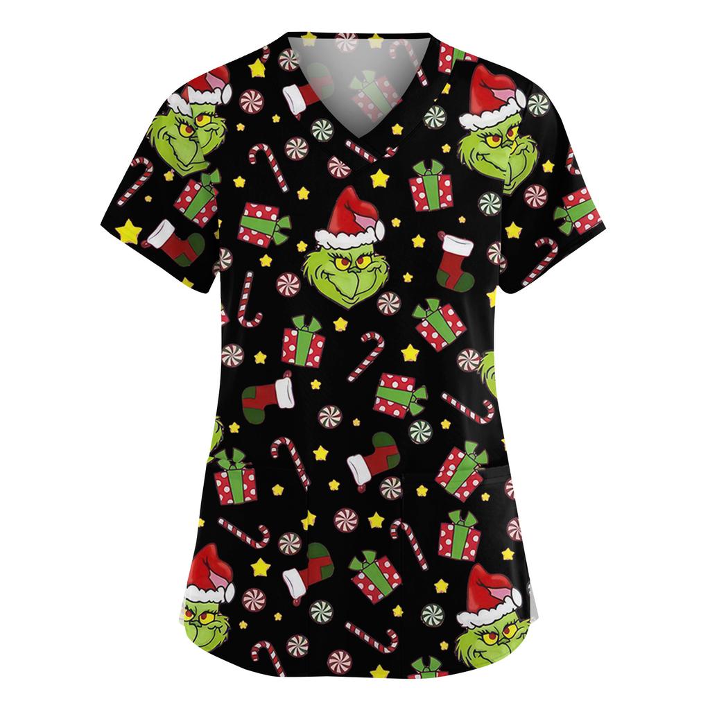 Женская мода V-образный вырез короткий рукав комбинезон с карманами принт топы одежда