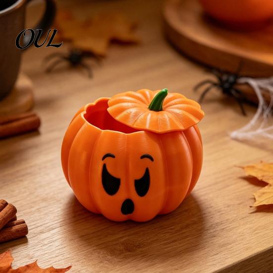 3D Printed Devil Container Pumpkin Storage Box with Lid, Funny Ghost Face Decorative Lid Halloween Decoration, Desktop Organizer for Jewelry And Small