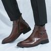 Мода Новое поступление Зимняя мода Дизайнерские Остроносые Черные Коричневые Ботильоны Челси Мужская Повседневная Роскошная Обувь с Высоким Голенищем Zapatos Hombre