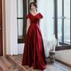 Evening Dress Dark Red V-Neck Dresses Woman Party Night A-LINE Evening Gowns