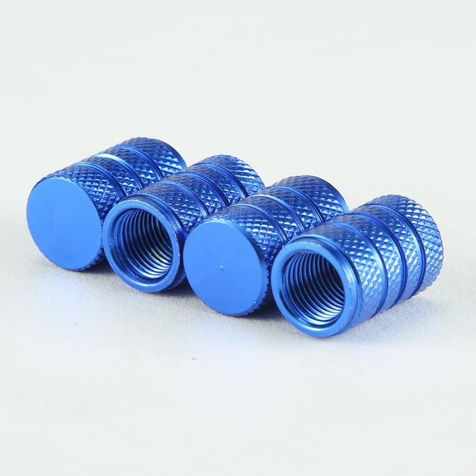 4pcs Knurling Style Tire Valve Caps Aluminum Silver Car Bike Wheel Stem Air Valve Caps Tire Pressure Cap Accessory Valve Stems 1