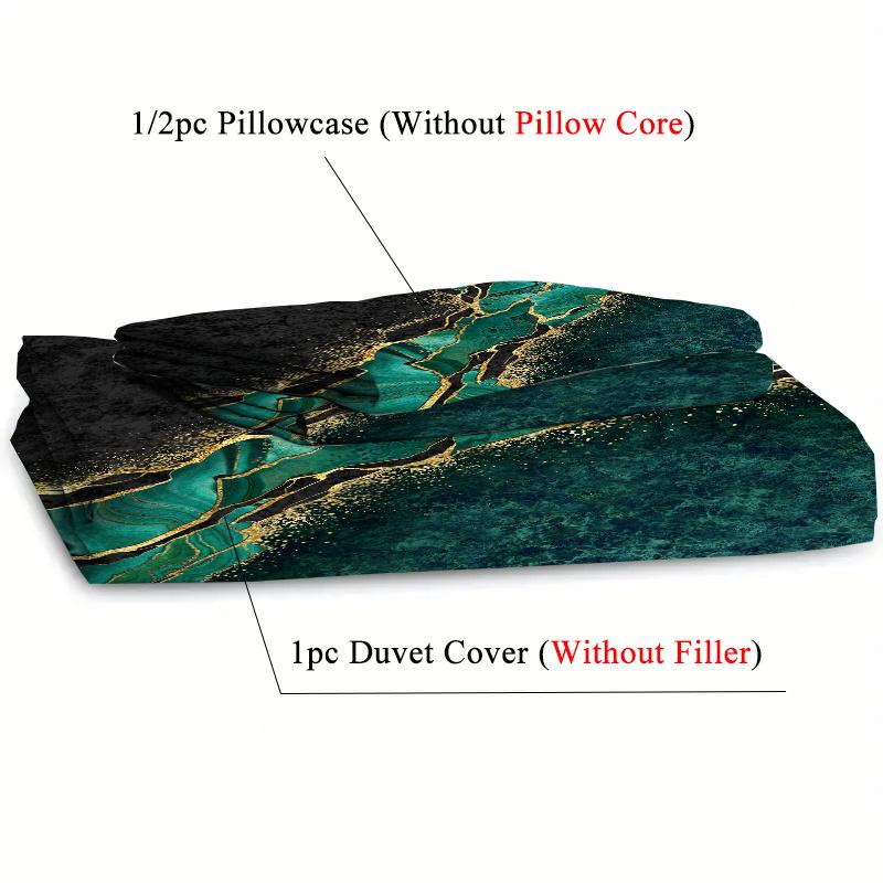 Comforter Green Blue Gold Marble Hd Digital Printing Bedding Set Soft Comfortable For Bedroom Guest Room