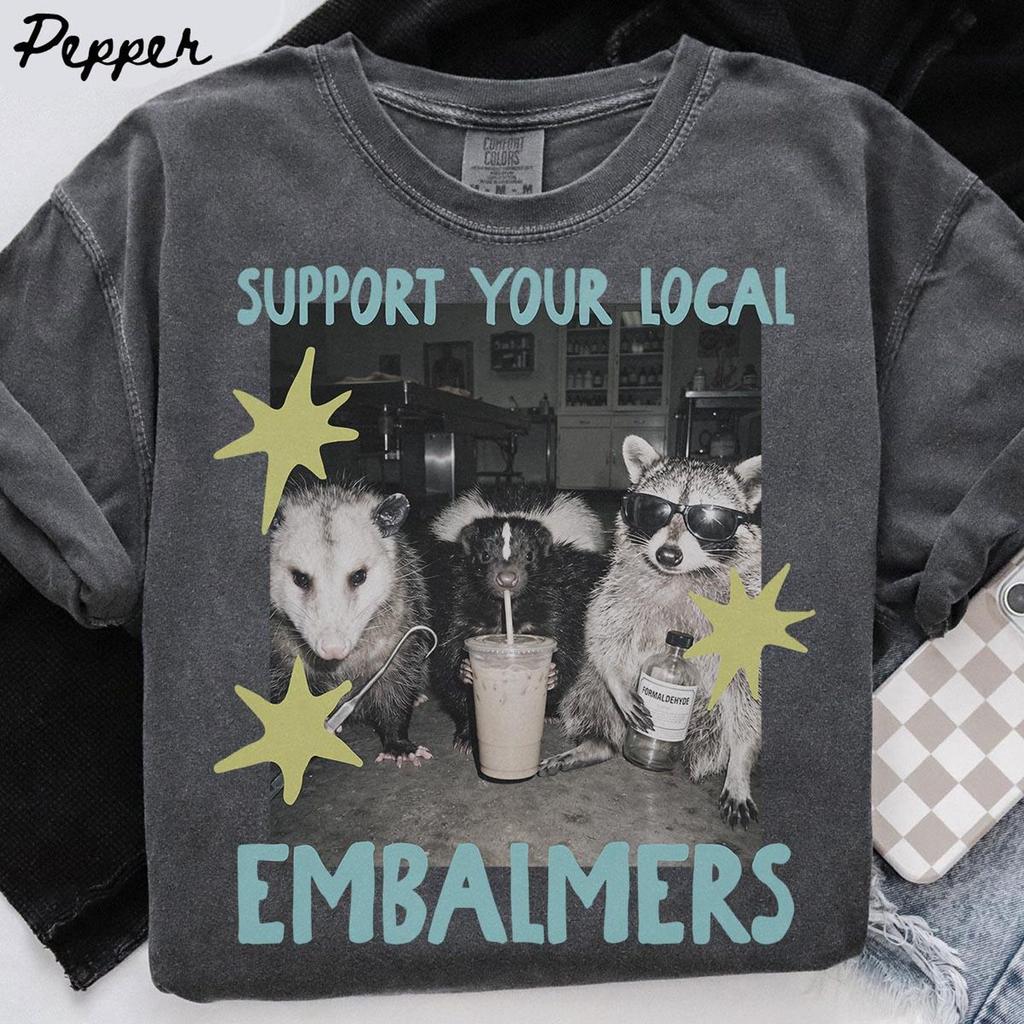 Comfort Colors Embalmer Shirt, Raccoon Mortician Graduation Gifts, Possum Mortuary science Tshirt, Tees, T-Shirt, Unisex, Funny