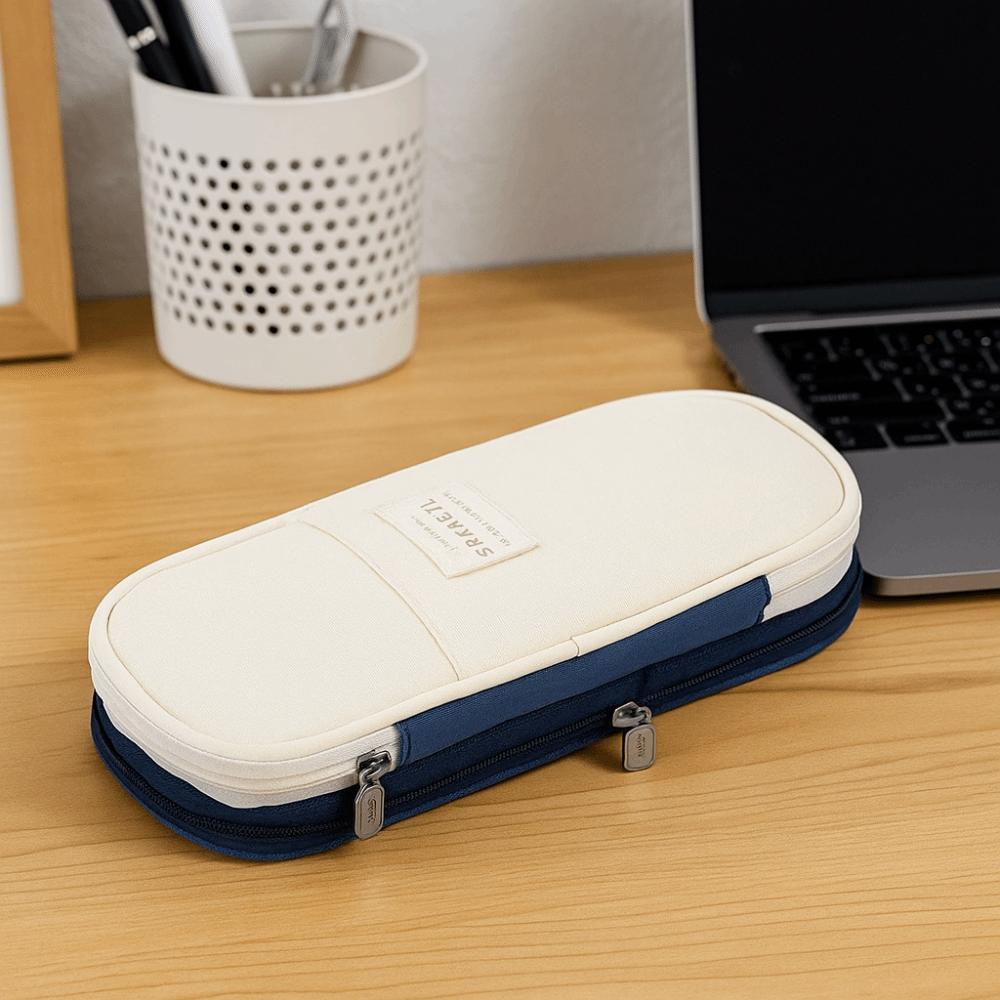 Polyester Storage Pencil Bag Diagonal Macaron Pencil Case Simple Student Pen Bag  Student Learning