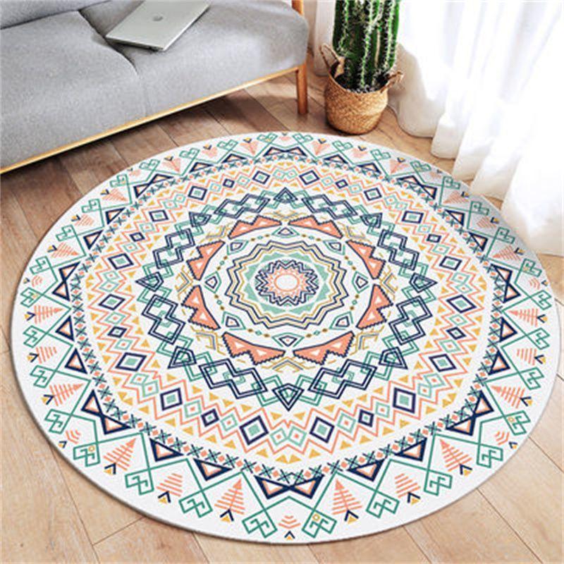 Ethnic Style Circular Carpet Bedroom Minimalist Computer Chair Circular Pad Dressing Table Bedside Dirt Resistant