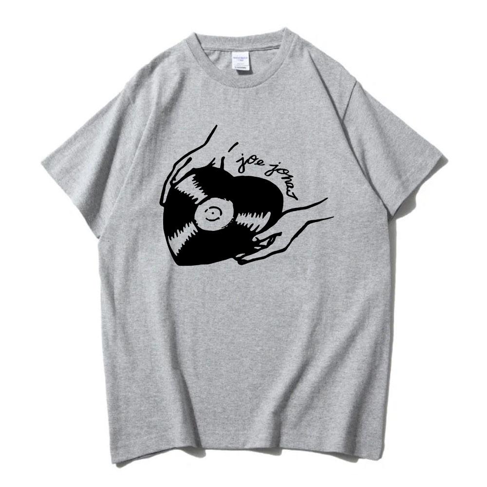 Футболка с принтом 'Heart Record Tee' певца Джо Джонаса, хлопковая, с коротким рукавом, с круглым вырезом, модная футболка, графическая одежда