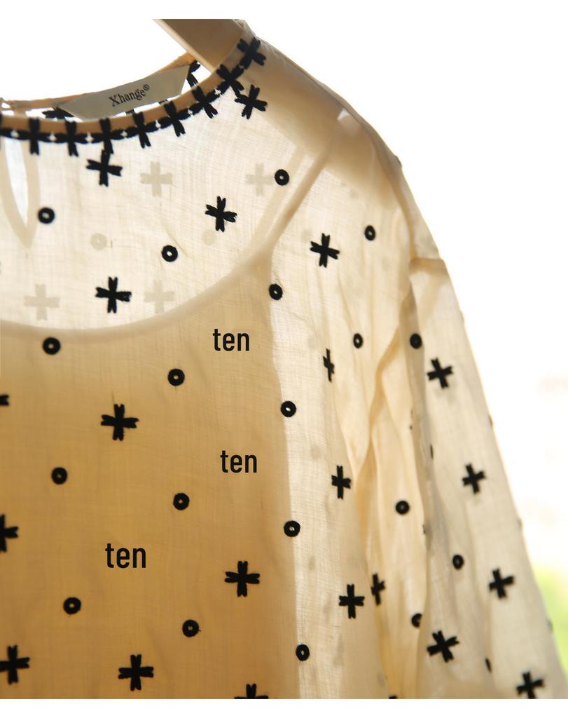 Топ-бэбидолл с пышными рукавами и тяжелой вышивкой для женщин XYG482408MG – Коллекция Японии и Кореи