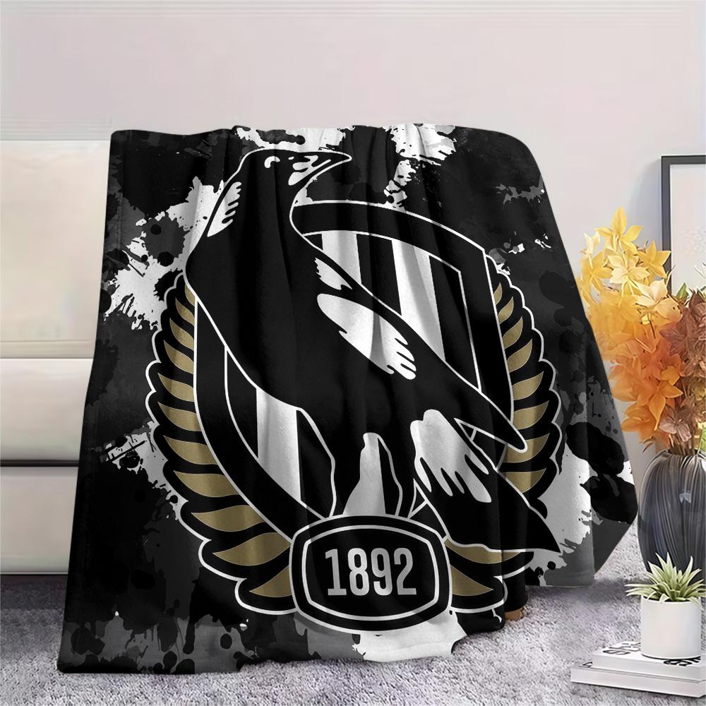 Collingwood Magpies Print Flannel Blanket, High quality Comfortable for All Seasons, Home Decor, Warmth and Comfort