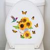 Sunflower Butterfly Toilet Sticker Removable Self-adhesive Waterproof PVC Living Room Bathroom Wall Art Floral
