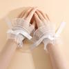 Hand Wrist Cuffs Bow Lace Wrist Sleeves Pleated Ruched Lace Fingerless Gloves  Wedding Decor