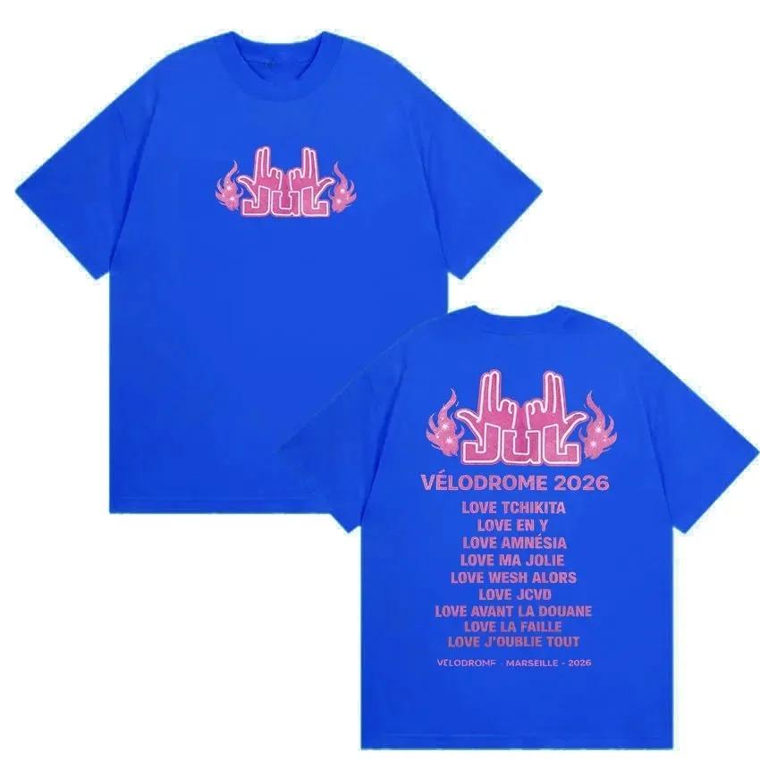 Jul Velodrome 2026 Concert Tracklist Graphic TShirt French Rapper Unisex Casual Cotton Streetwear Tops TShirt