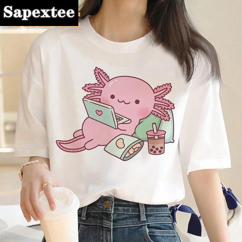 Ajolote Axolotl футболка одежда feUnisex kawaii винтажная одежда y2k с принтом одежда для пар футболка унисекс tumblr эстетика