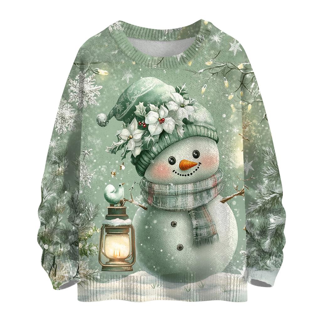 Women's Casual Long Sleeve Woolen Christmas Sweatshirt Fall  Vacation Long Sleeve Pullover
