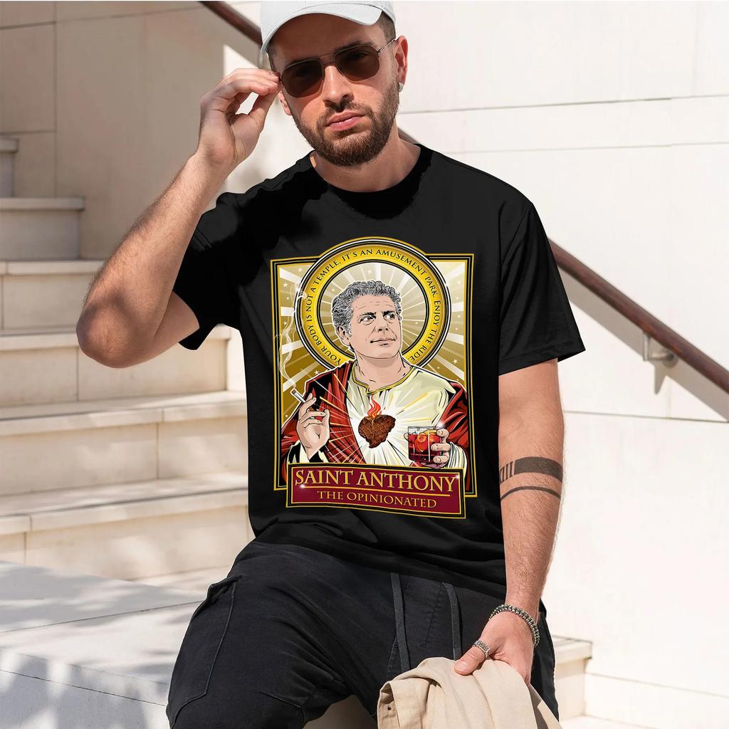 SAINT ANTHONY THE OPINIONATED heavyweight retro printed pattern fun round neck T-shirt for dail