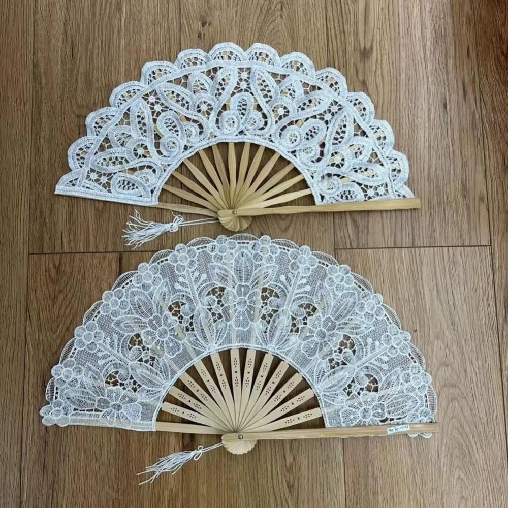 Hollow Ribs Vintage Lace Hand Fan Tassel Pendant Dance Handheld  Fan  Party Accessories