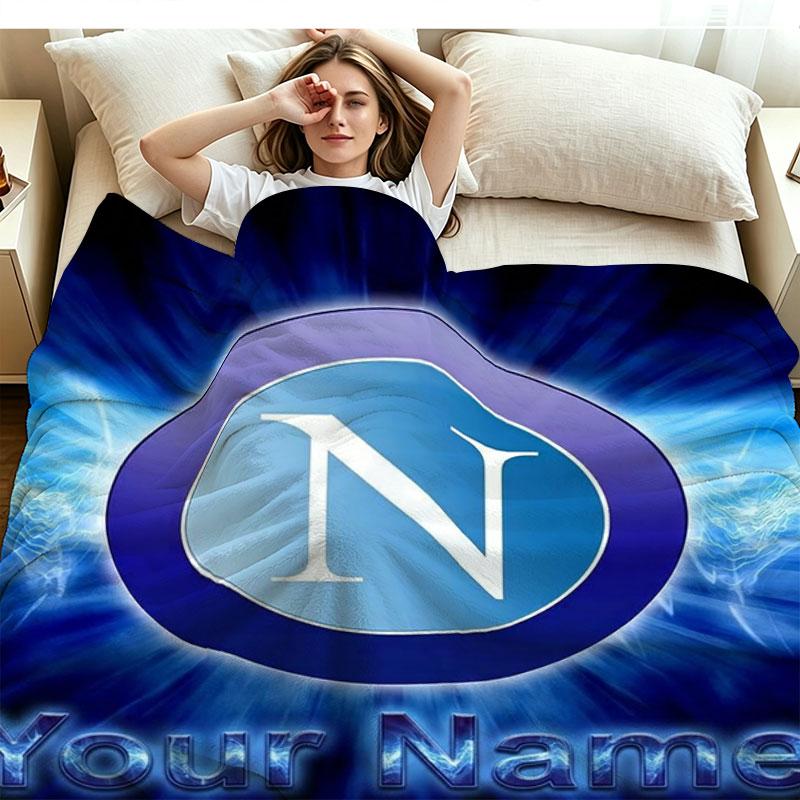 1PC SSC Napoli Custom Name Patterned Flannel Blanket Suitable For All Seasons for Home Decor Warmth and Comfort Gifts Holiday Present