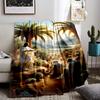 Sermon Scene with Palms and FollowersFlannel blanket for bedroom, living room, sofa, and nap