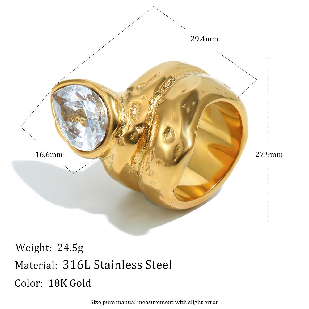 E.B.belle Stainless Steel Trendy Statement Double-layer Water Droplet Zircon Gold Plated Tarnish Free For Jewelry Decoration