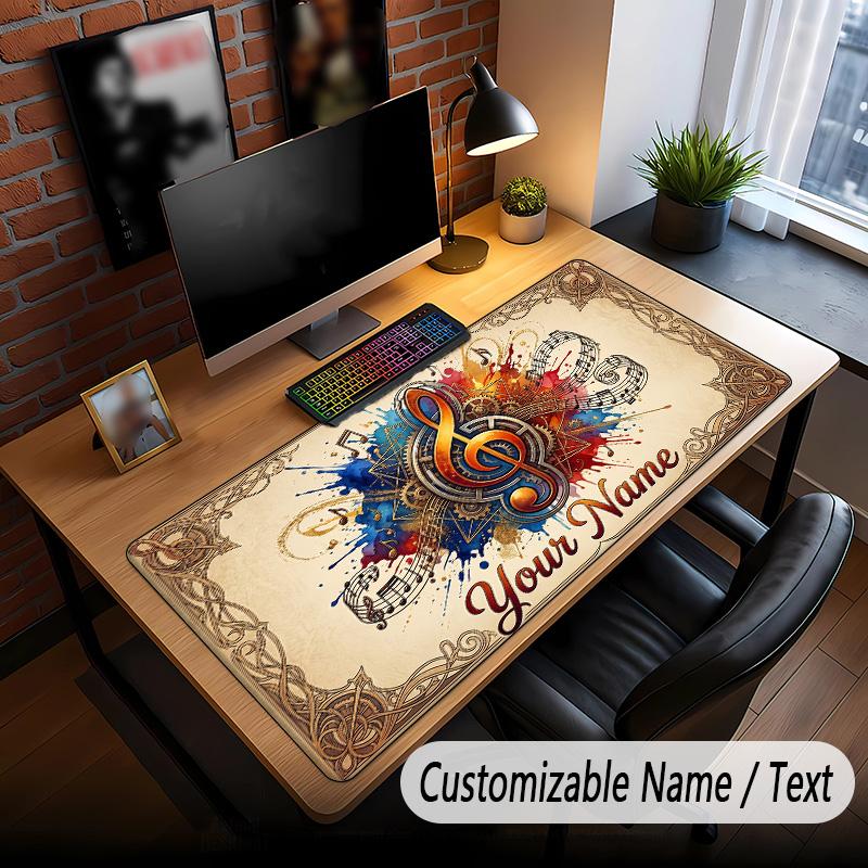 Music General Theme Custom Mouse Pad Personalized With Name Text Customized Desk Mat For Office Home Decor