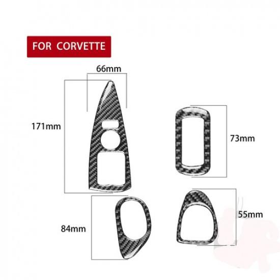 4Pcs For Chevrolet Corvette C6 Carbon Fiber Window Switch Lift Panel Cover Trim