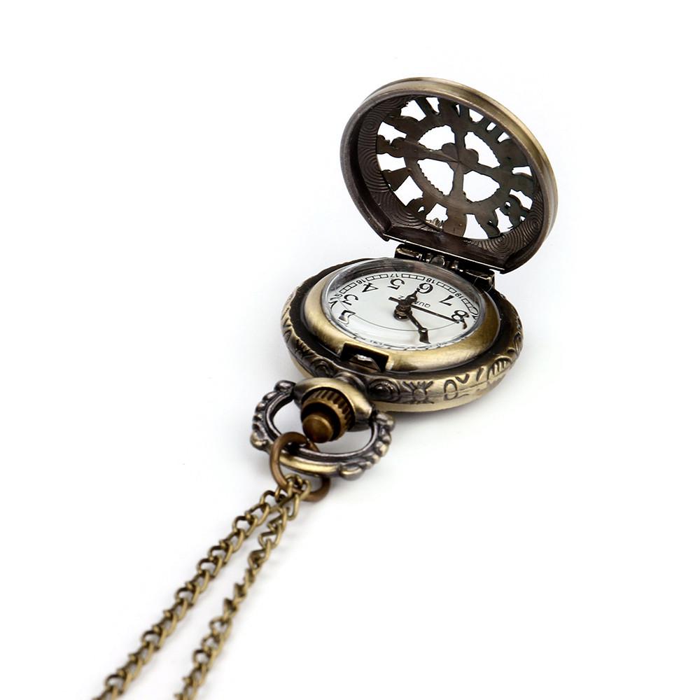 Vintage Steampunk Retro Design Pocket Watch Quartz Pendant Necklace Gift