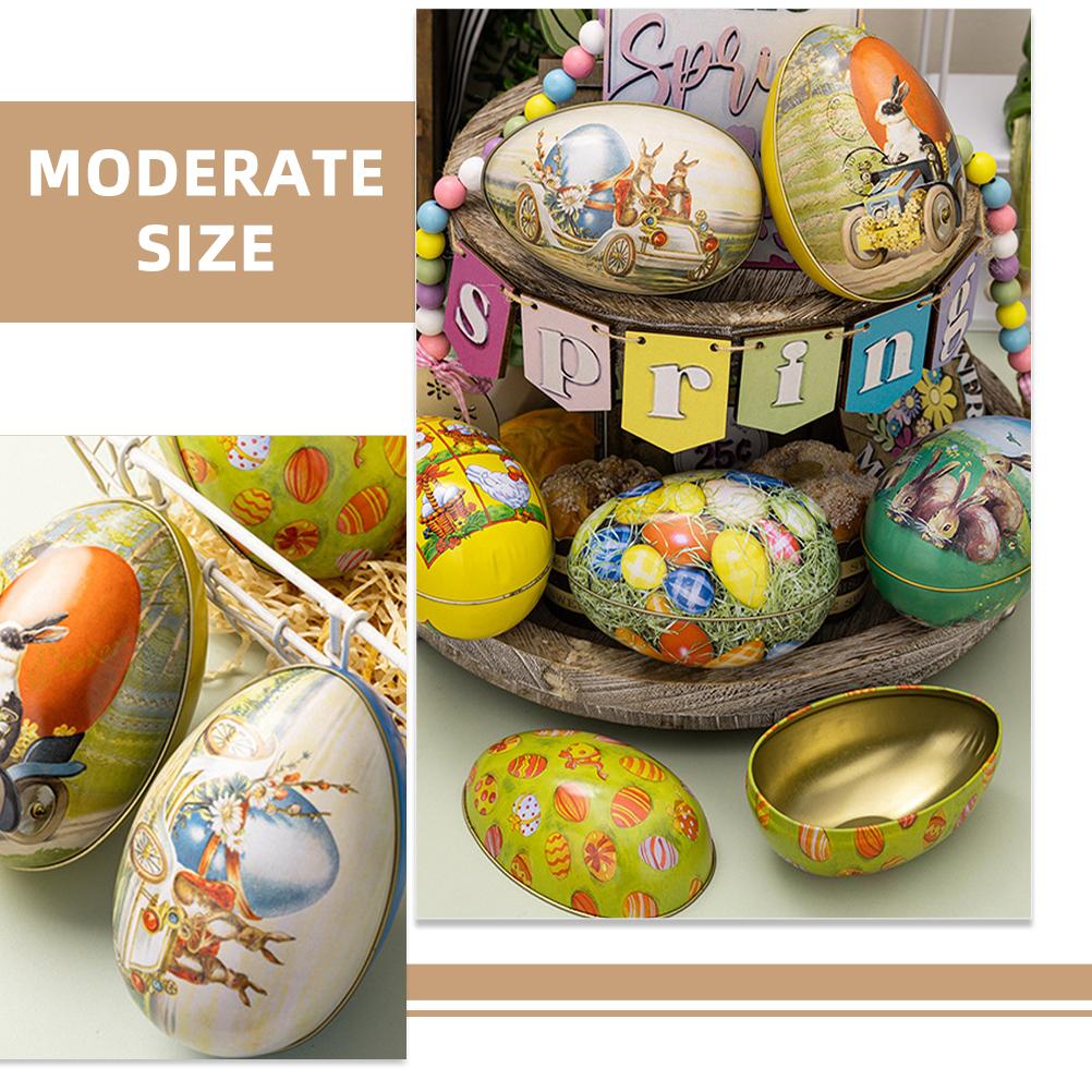 6 шт. пасхальные яйца из жести, коробка для конфет, держатель для конфет, контейнер, упаковочная коробка, мультяшные коробки для сладостей, сувениры, печенье, железное печенье