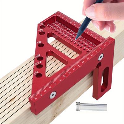 Транспортир из алюминиевого сплава для деревообработки - высокоточная угловая треугольная линейка со штифтами Измерительные инструменты для деревообработки