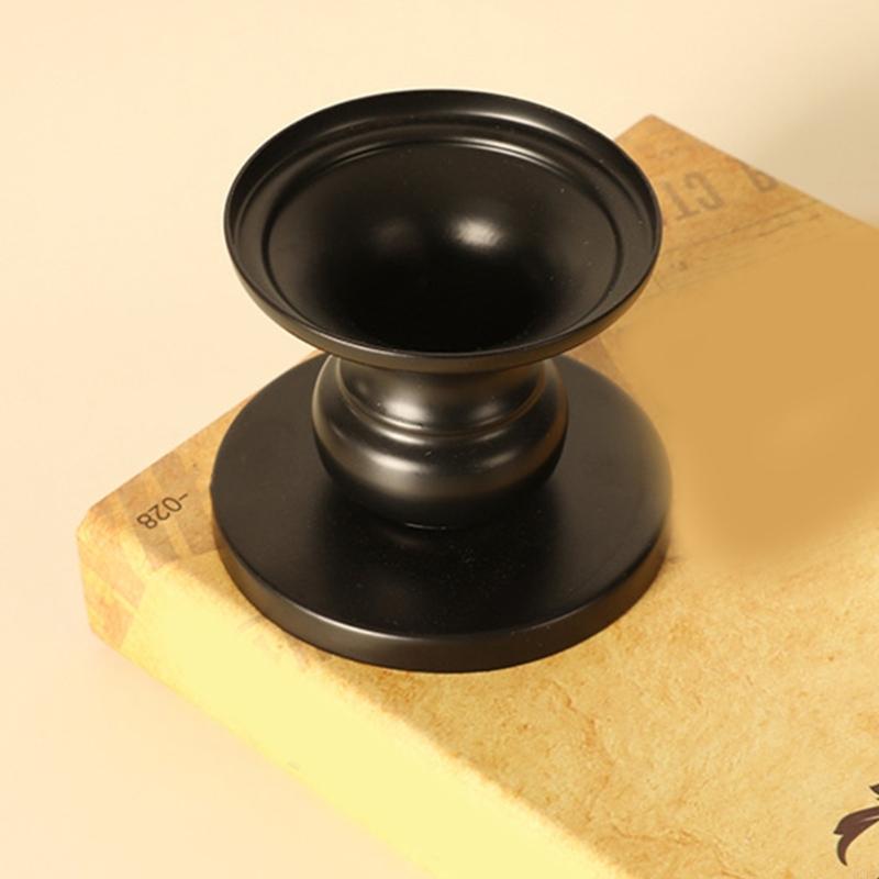 62KD 2Pieces Black Metal Candlestick Set for Taper and Pillar Holder Iron Stand Home Table Centerpieces Decors