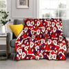 Santa Blanket Red Snowflake Flannel Blanket 3D-Printed Cartoon Throw Blanket Christmas Blanket for Bed Sofa Kids Best Gift