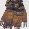 Travel Ethnic Style Striped Faux Cashmere Thick Scarf Fashionable Versatile Windproof Scarf for Women
