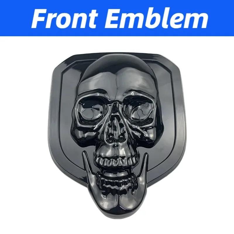 GXP1 Car Front Badge Tailgate Emblem for Dodge Ram 1500 2500 3500 HeavyDuty BigHorn 2010-2018 Skull ABS Car Sticker Pickup Decoration