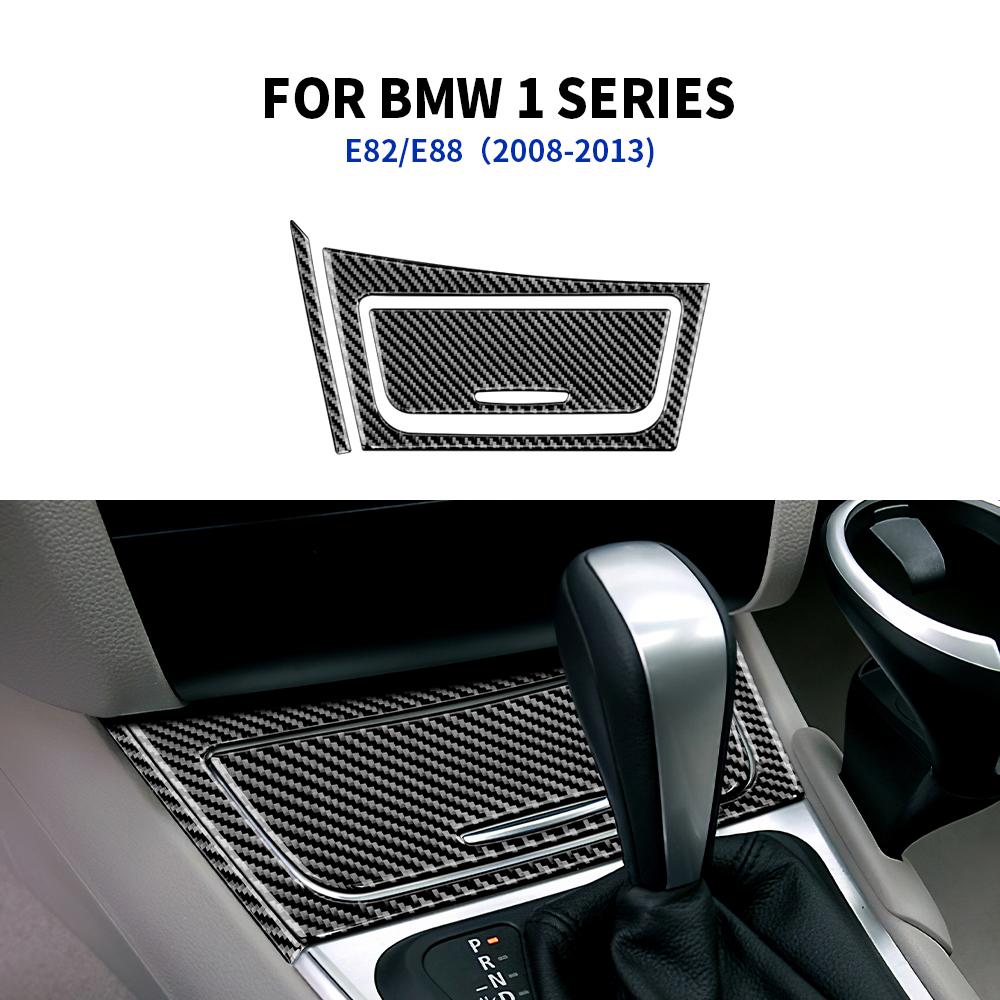 For BMW 1 Series E82 E88 2008-2013 Accessories Carbon Fiber Car Gear Shift Panel Side Strip Storage Box Frame Sticker