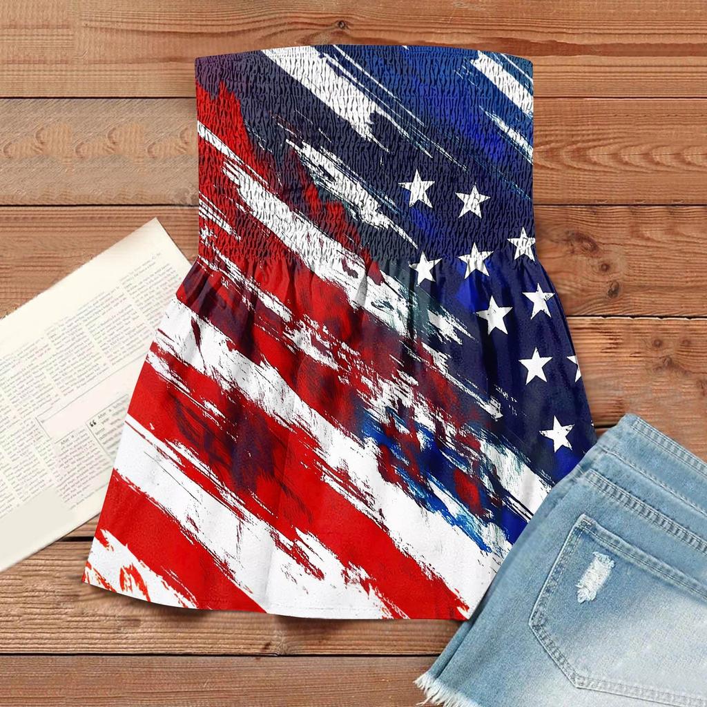 Summer Tube Tops For Women,Cute Sexy Off Shoulder Print Sleeveless T-Shirt