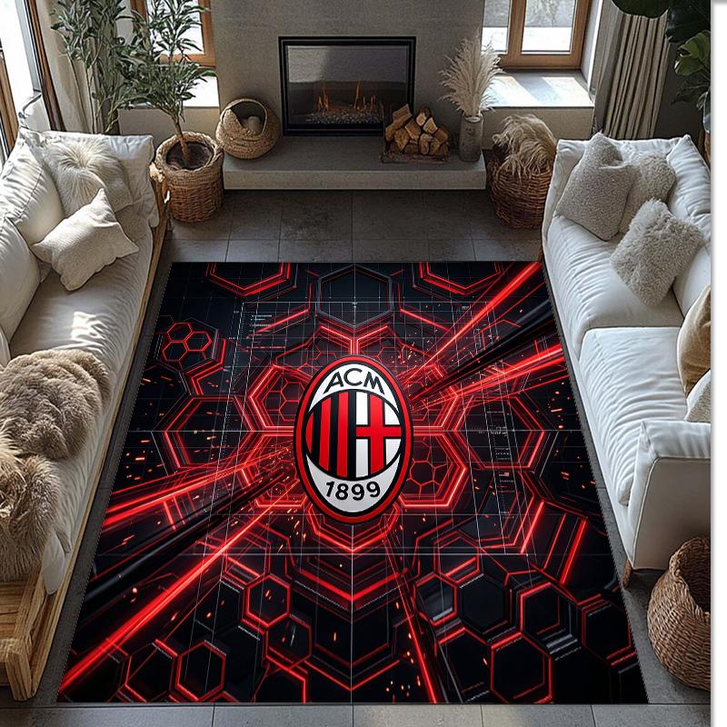 Фланелевый ковер с принтом AC Milan, нескользящий, мягкий, из полиэстера, для пола, декоративный коврик для спальни, гостиной, дивана, игровой комнаты, домашний декор