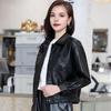 Женская куртка из искусственной кожи с гладкой поверхностью, отложным воротником, однобортная, с длинными рукавами и карманами, ретро-пальто для мотоцикла, офиса, поездок на работу, путешествий, верхняя одежда