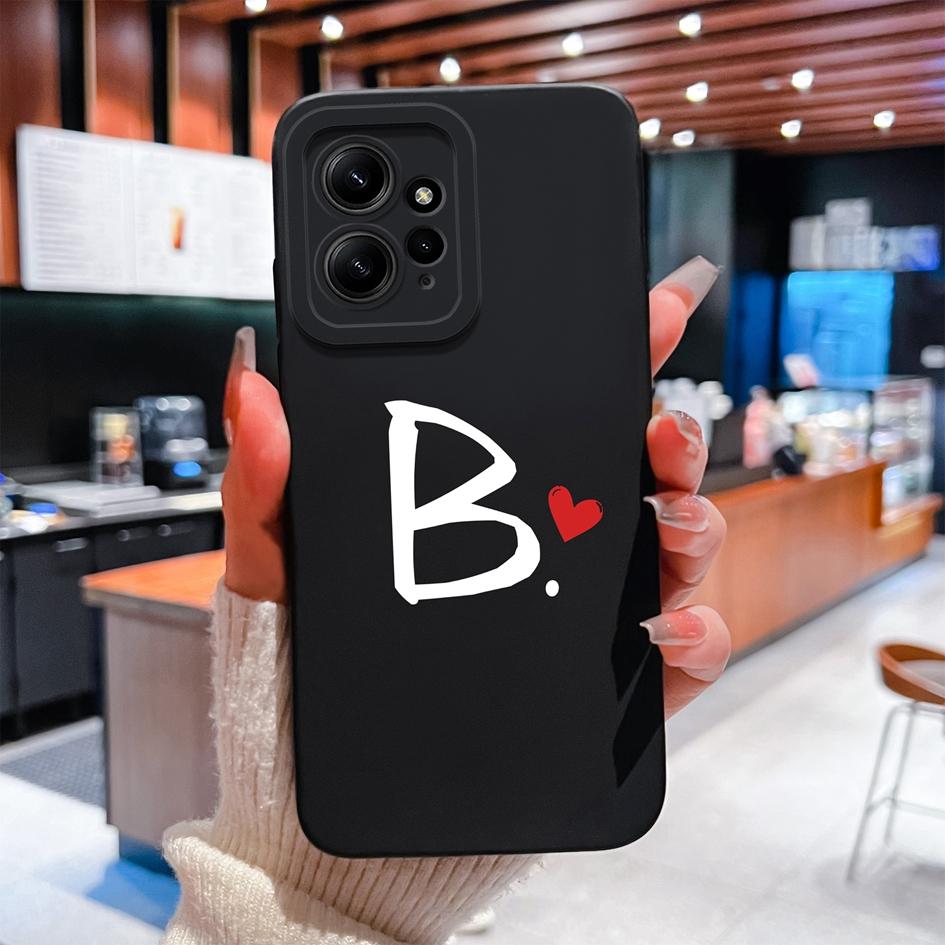 Для Redmi Note 12 12R 12S 13 13R 5 Turbo 3 4 чехол для телефона Lucky 26 Letter мягкий жидкий силиконовый чехол против падений прочный корпус против отпечатков пальцев для Redmi Capa
