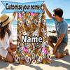 Custom Name Personalized Labubu Print Beach Towel, for Trip Camping Beach Party Home Decor, Birthday Gift for Family & Friends