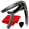 Phoenix One Touch Guitar Capo Tasto Alloy Care Fiber Cloth Safe and Secure Warranty 3 Piece Folk Electric Acoustic [Zinc Model] Manufacturer's Set!