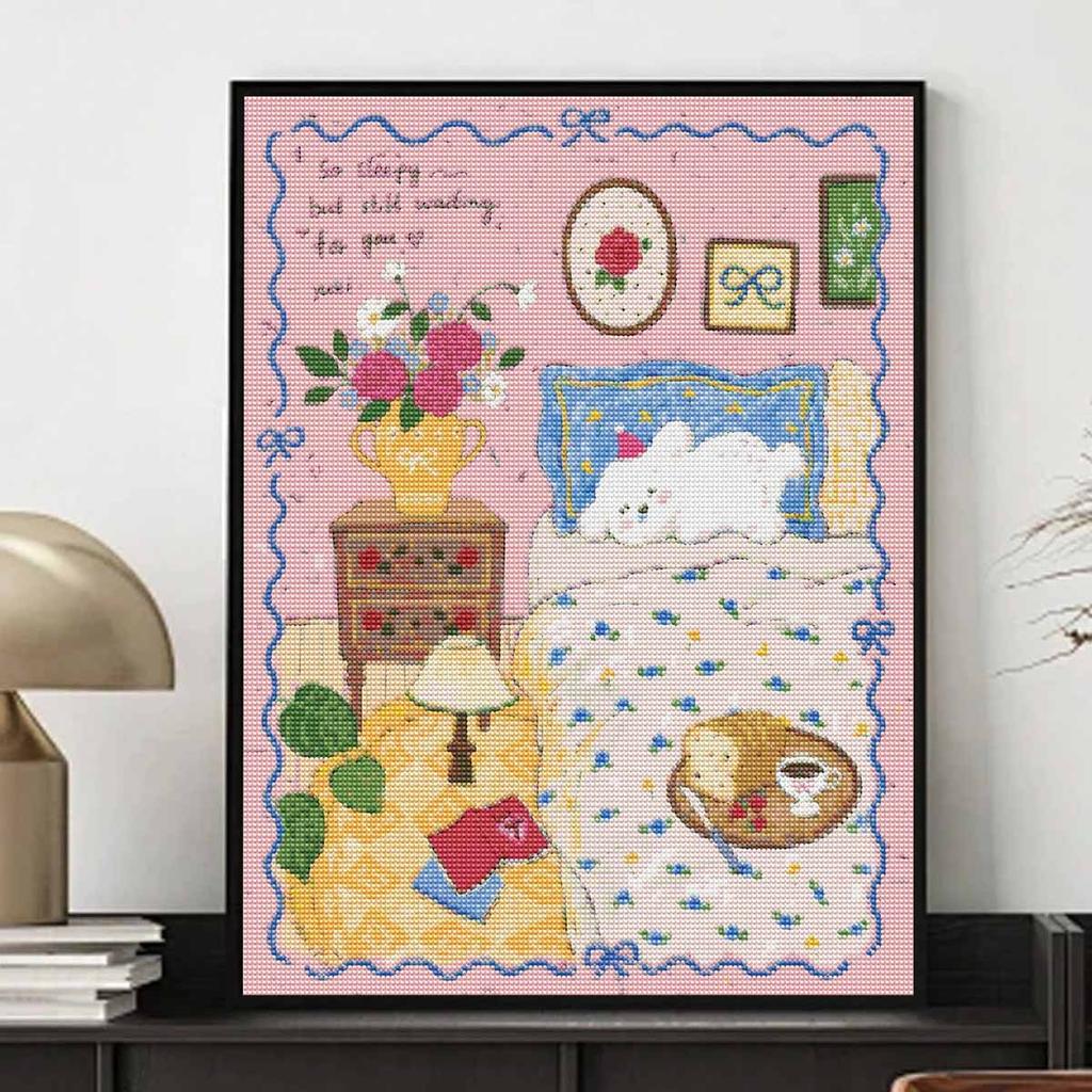 Diamond painting art kit cute cat bedroom flower handmade diy home decoration painting