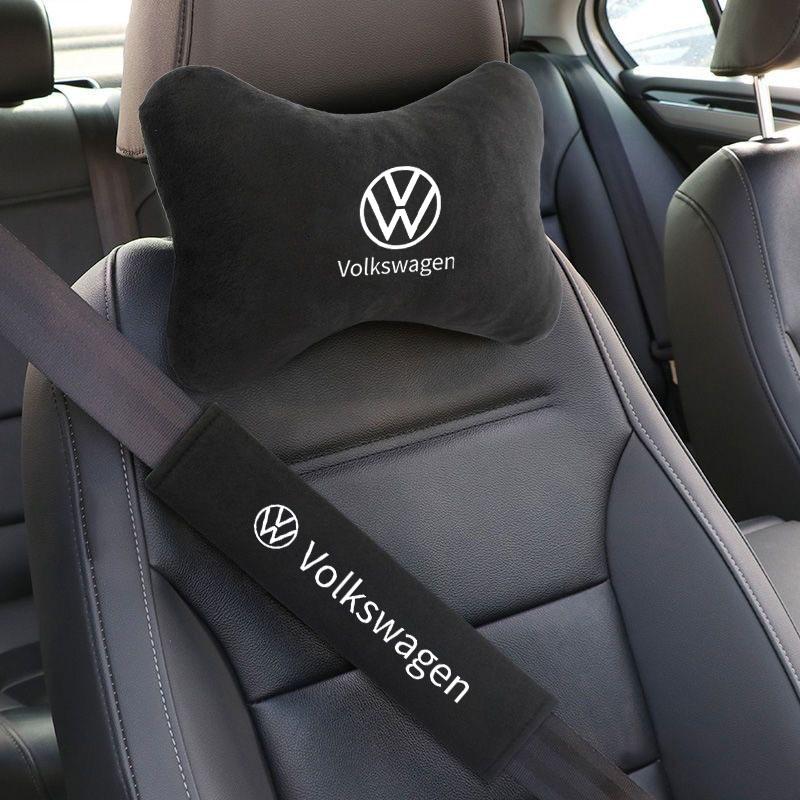 For VOLKSWAGEN VW Soft Car Seat Belt Shoulder Pads Safety Headrest Neck Pillow Suit For VW Volkswagen Golf Polo Passat Jetta pas