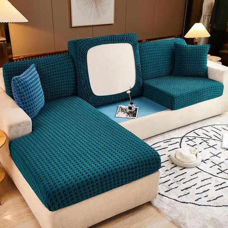 Nordic Style Houndstooth Sofa Cover Elastic Couch Slipcover Furniture Protector Armchair Chaise Lounge Covers
