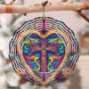 Vintage Medieval Cross Heart Wind Spinner - 3D Colorful Metal Hanging Decor for Indoor/Outdoor Gardens