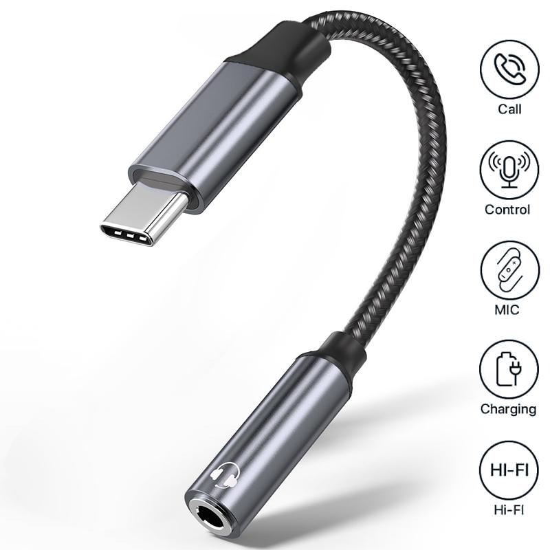 Аудиоадаптер Type C 2 в 1, PD 60 Вт, быстрая зарядка, USB C на 3,5 мм Jack, для 15/16 Samsung Huawei