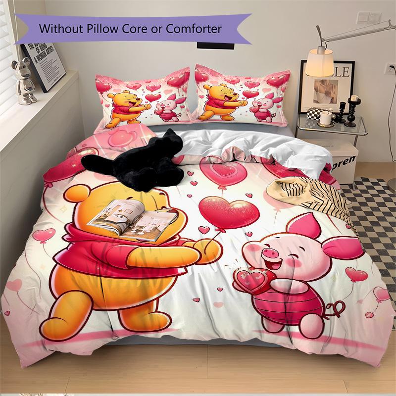 Piglet Winnie Pooh Celebrate Love Print 3Pcs Bedding Setduvet Cover With 2 Bedropillowcase Home Birthday Gift