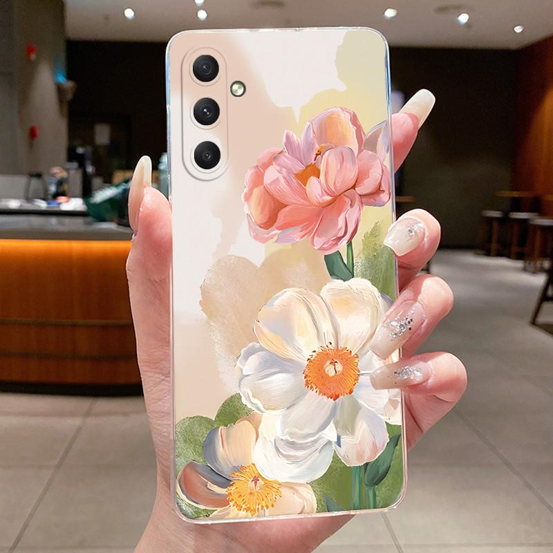 For Samsung A35 5G Case Aesthetic Flower Clear Soft Silicone Back Cover For Samsung Galaxy A35 A55 Phone Case SM-A356B SM-A556B