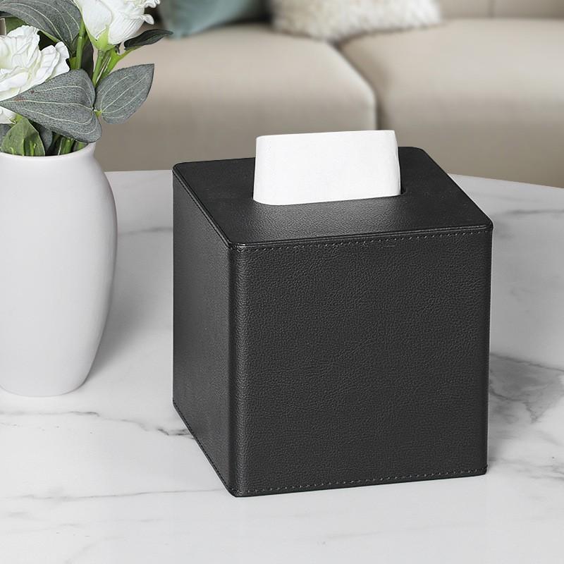 Square Leather Tissue Box Holder Modern Minimalist Home Hotel Living Room Bedroom Dining Car Waterproof Multi-Use
